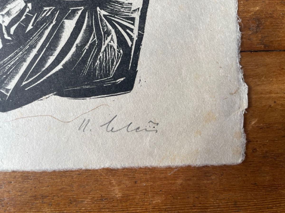 Xilografie: Ugo Cleis "junger Mann" signiert – Usato da Frenkendorf venduto da lau_8fff 1