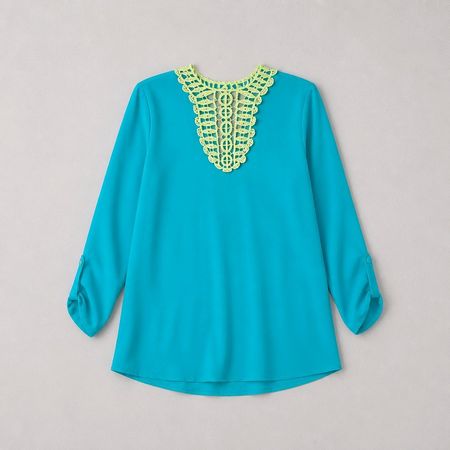 Tunika Blusen Shirt ca. S mit Spitze