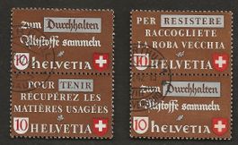 1942 Zusammenhängende Marken Altstoff Schweiz
