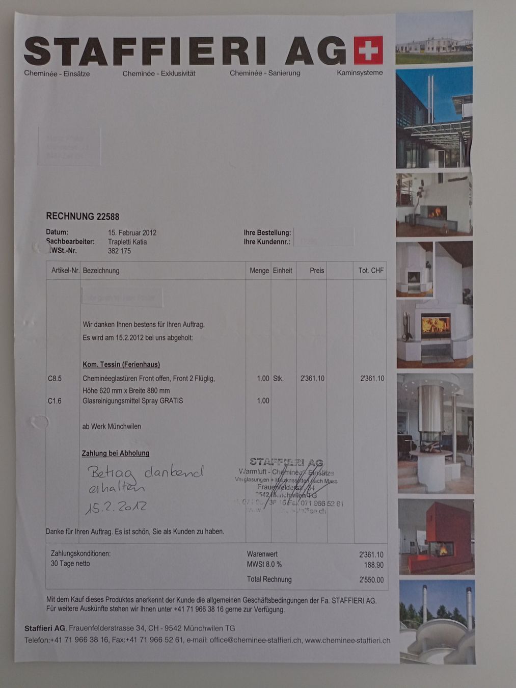 Camini: Cheminée-Verglasung – Usato da Zell ZH venduto da ticino03 1
