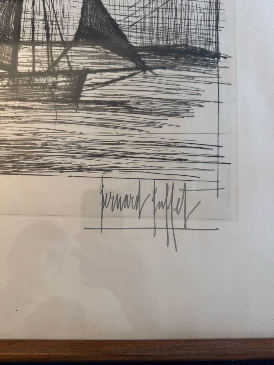 Grafiken & Lithographien: Bernard Buffet, Incisione originale, Barca a vela 43/75 – Gebraucht aus Genève von GenevasWunderkammer 3
