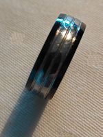 Modeschmuck Ring klein Silber schwarzer Streifen