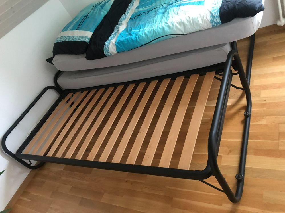 Praktische Schlafcouch Ausziehbar - Tagesbett 90/180x200 Cm In Creme Mit Seitentaschen