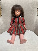 Poupée vintage "Modell Mütterlein" T40 avec robe Écossaise