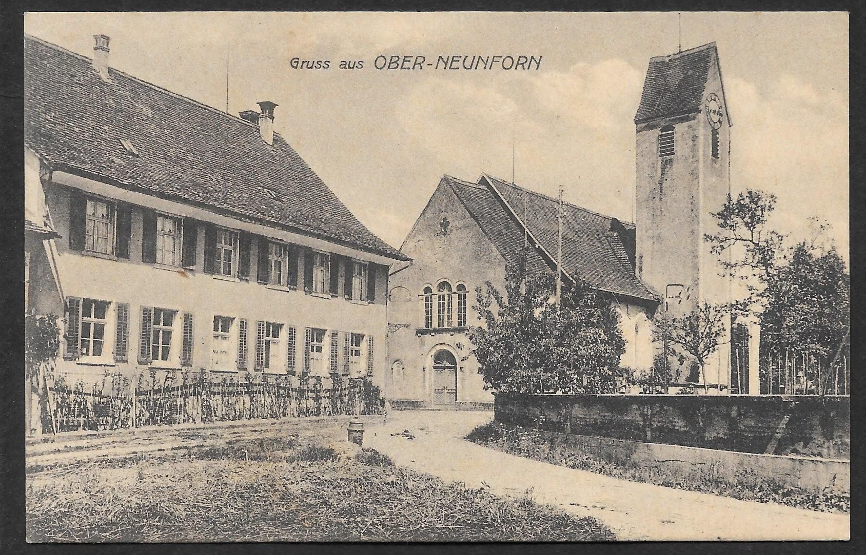 Cartoline postali: Ober-Neunforn Teilansicht mit Kirche – Usato da Olten venduto da clotaldi