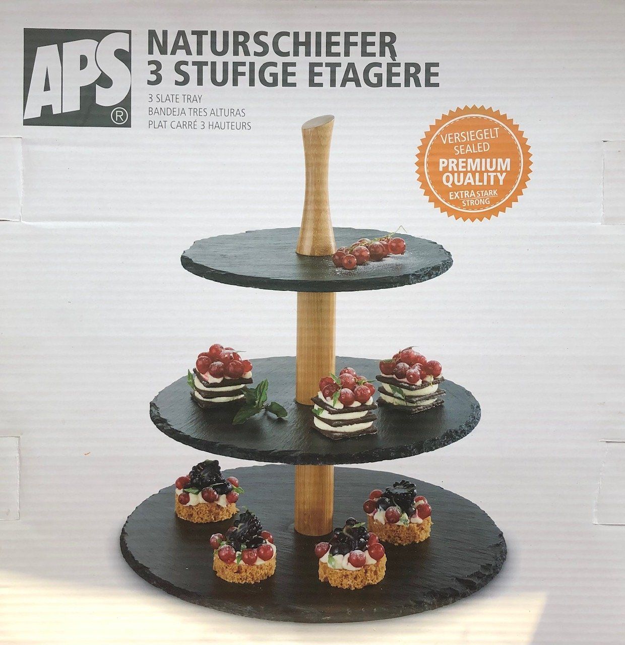 Piatti di portata: APS Naturschiefer-Etagere, 3-Stufig – Usato da Buchs SG venduto da Handyman77 5