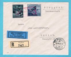 R-Luftpostbrief ab Vaduz 31.VIII.30 ! Gute Frankatur F2+F4 !