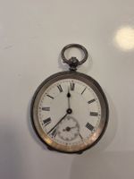 Taschenuhr Silber Gehaeuse mit weissem Zifferblatt gut