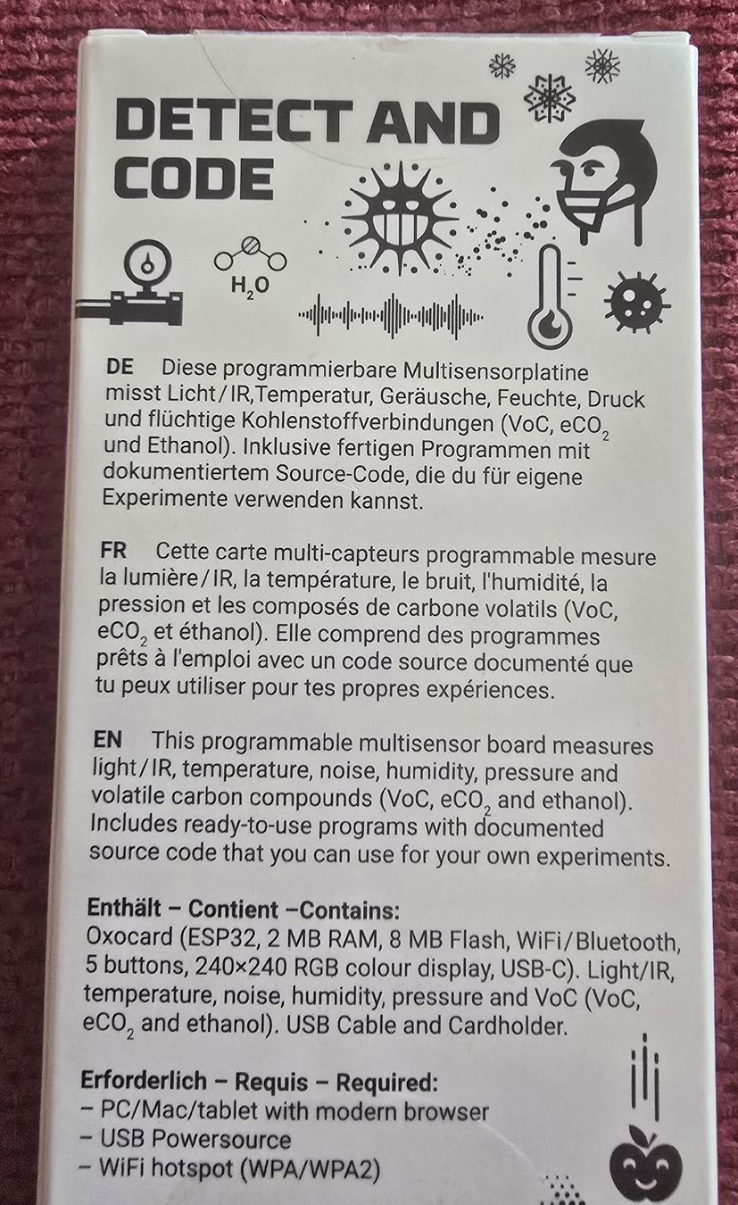 Composants électroniques: Oxocard Science Detect and Code Programmierbare Platine neu – Neuf avec emballage d'origine à Münchenbuchsee par D4rk_3n3my 1