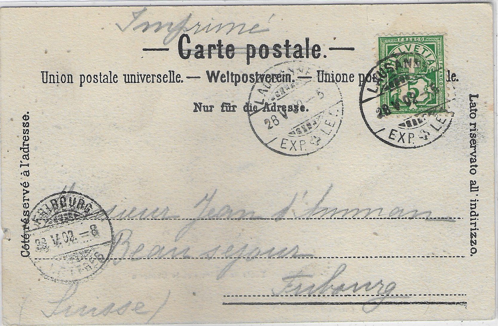 Ansichtskarten: Lausanne - Ecole de Chimie et le Chateau – Gebraucht aus Ettingen von Kartenplanet 1