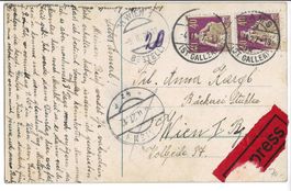 Eilsendung, 2 x 40 Rp., nach Wien, 1912, Express