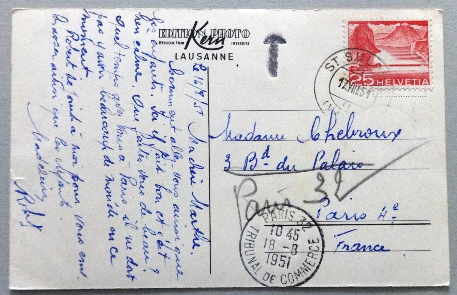Cartoline postali: Souvenir de Lausanne-Ouchy – Usato da Fétigny venduto da Billy2miny 1