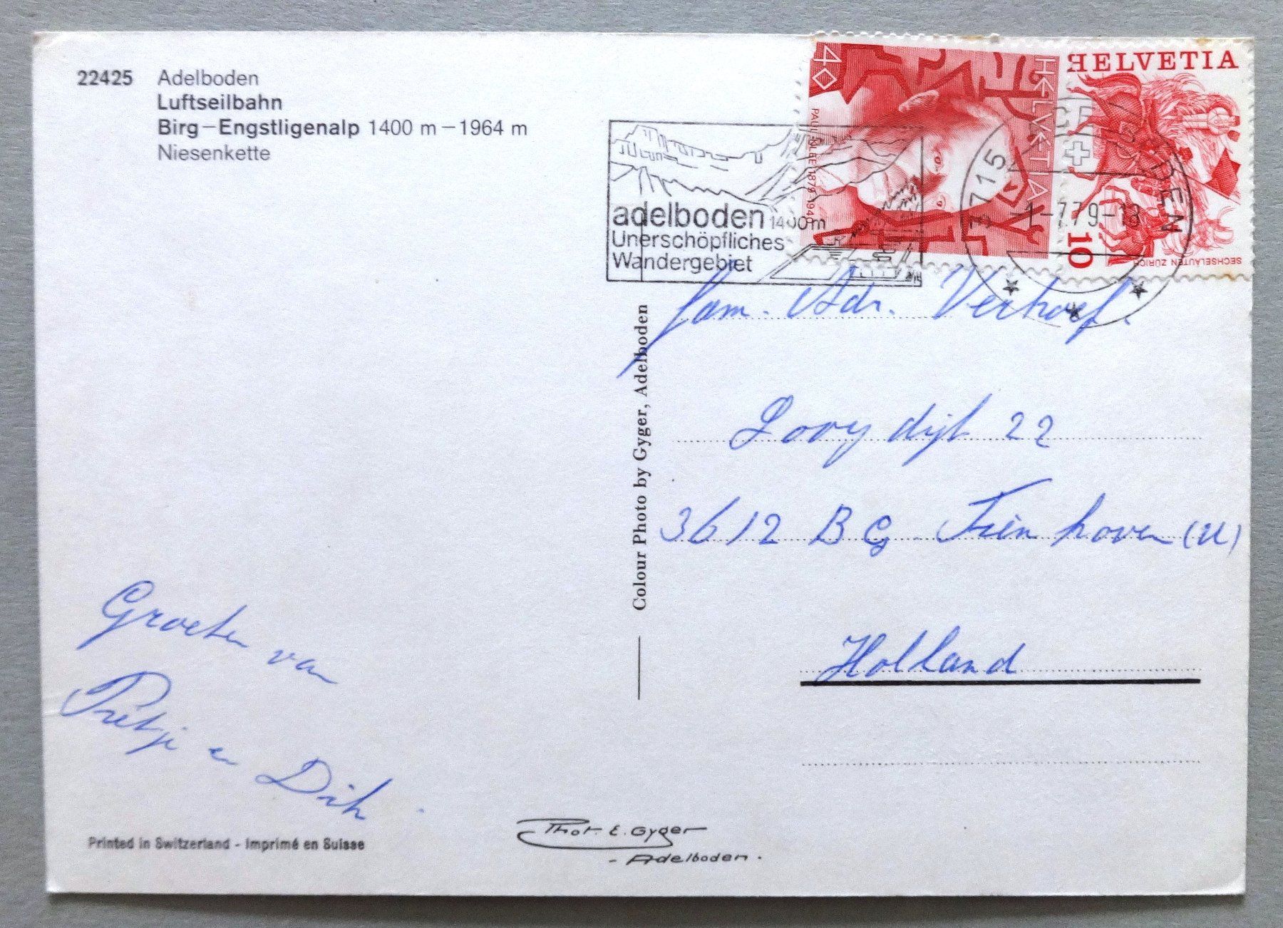 Cartoline postali: Adelboden, Luftseilbahn Birg-Engstligenalp – Usato da Fétigny venduto da Billy2miny 1