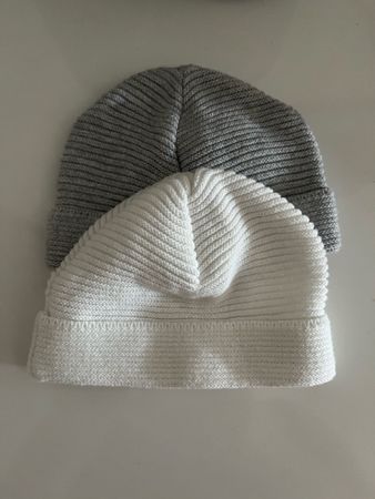 Newborn Mützen Set Grau & Weiss, Neu