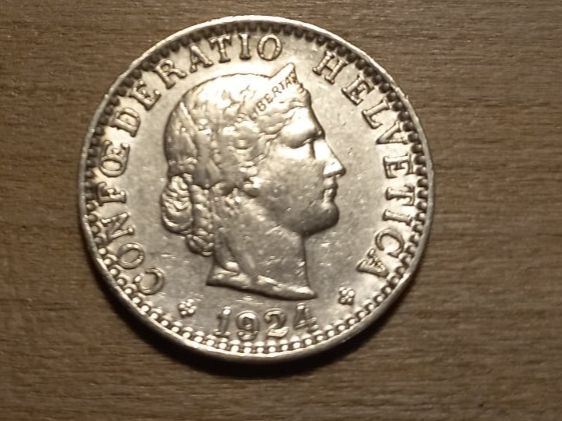 Tutti le monete: 20 Rappen 1924 – Usato da Zürich venduto da Hofzgee 1