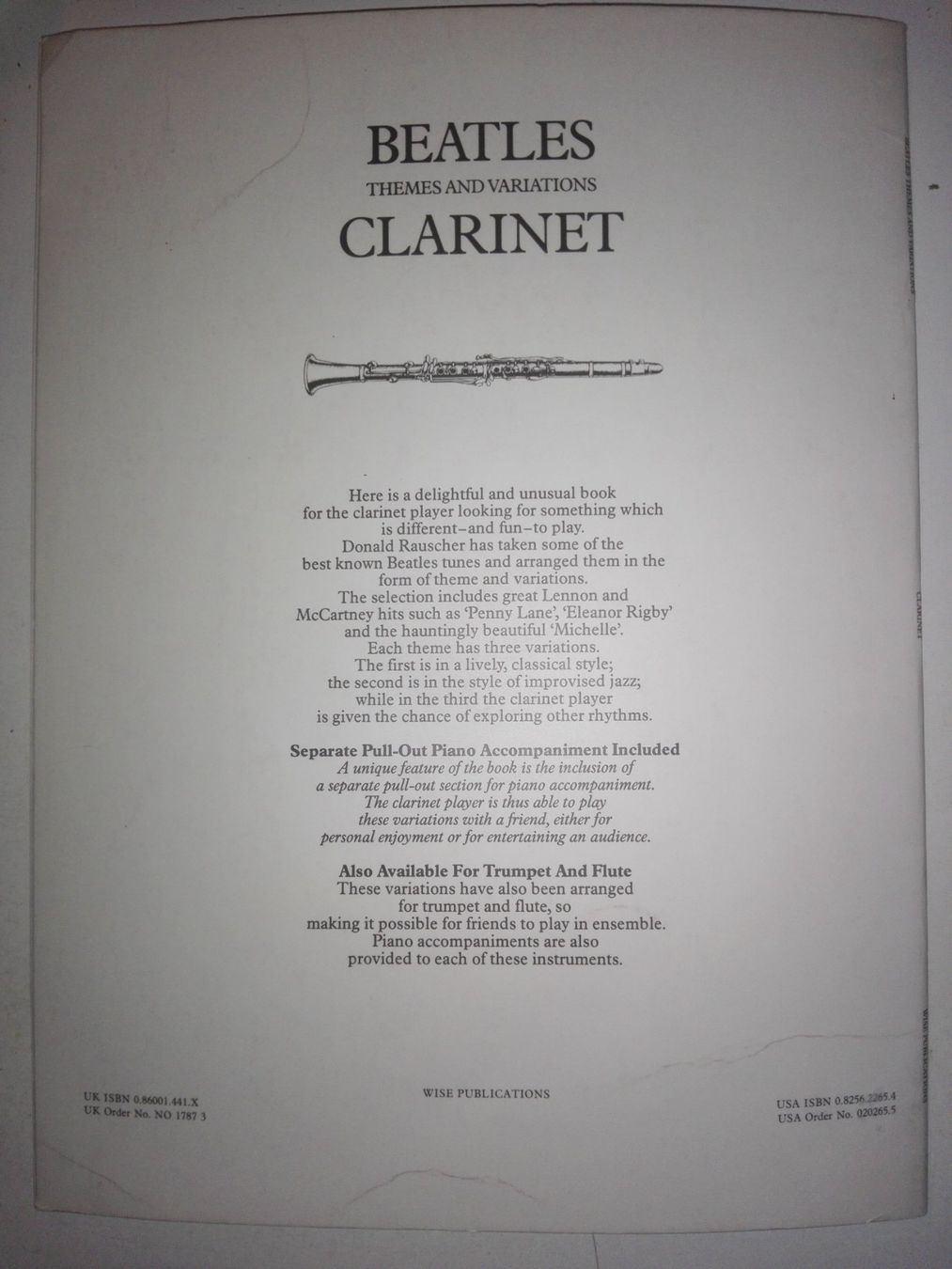 Bücher: Beatles - Themes & Variations Clarinet         ©'1977 – Gebraucht aus St. Gallen von elk2021 8