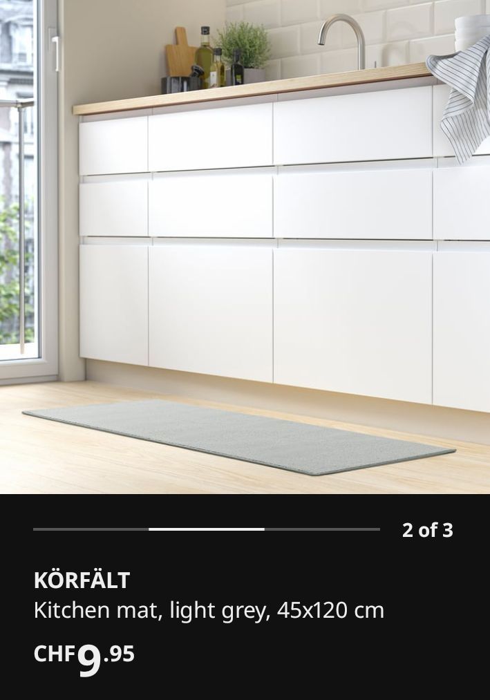 Ikea Küchengeräte: Light Grey Kitchen Mat - KÖRFÄLT - 45x120 cm - like new – Neu (gemäss Beschreibung) aus Zell ZH von and_c75b 1