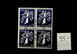 SUISSE  BLOC DE 4 FRANCAIS OBLITÉRÉ 1939. SBK 95.00 /T387