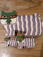 Vintage Laurel Burch Style Holzkatzen