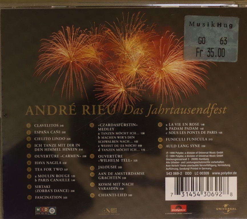 CD: Andrè Rieu -Das Jahrtausendfest – Usato da Luzern venduto da CONTENTI 2