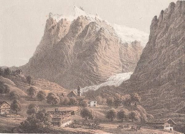 Grafiken & Lithographien: GRINDELWALD, LITHOGRAPHIE UM 1860 – Antik aus Grüningen von Kartensammler 2