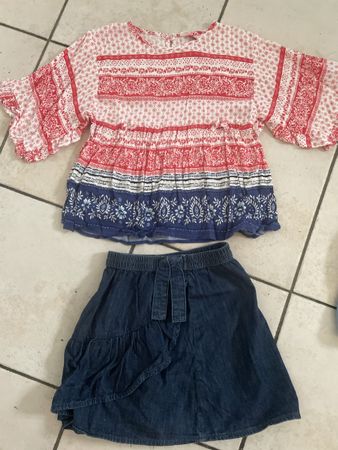 LC Waikiki Mädchen Set Gr. 128-134 Top und Jeansrock Sommer