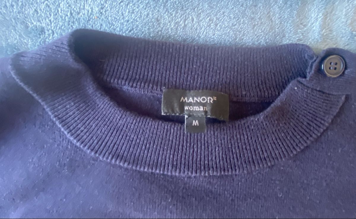 Manor Pullover & Sweatshirts: Pull rayures marin - tricot bleu et blanc - coton - Manor – Gebraucht aus Broc von ffribourg 2