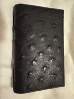 Portefeuille en cuir d'autruche noir véritable