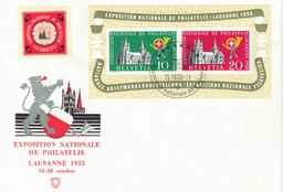 Block EXPO Lausanne 1955 mit Sonderstempel