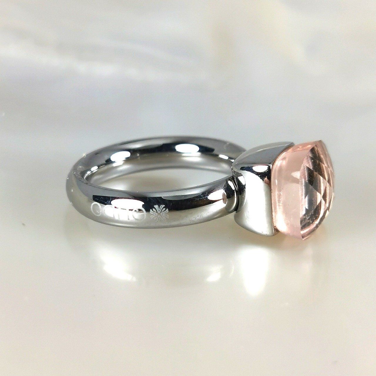 Anelli: Bague acier "Qudo" pierres synth.- Rose - T.52 – Nuovo e nell'imballaggio originale da Préverenges venduto da Finepearlsgem 2