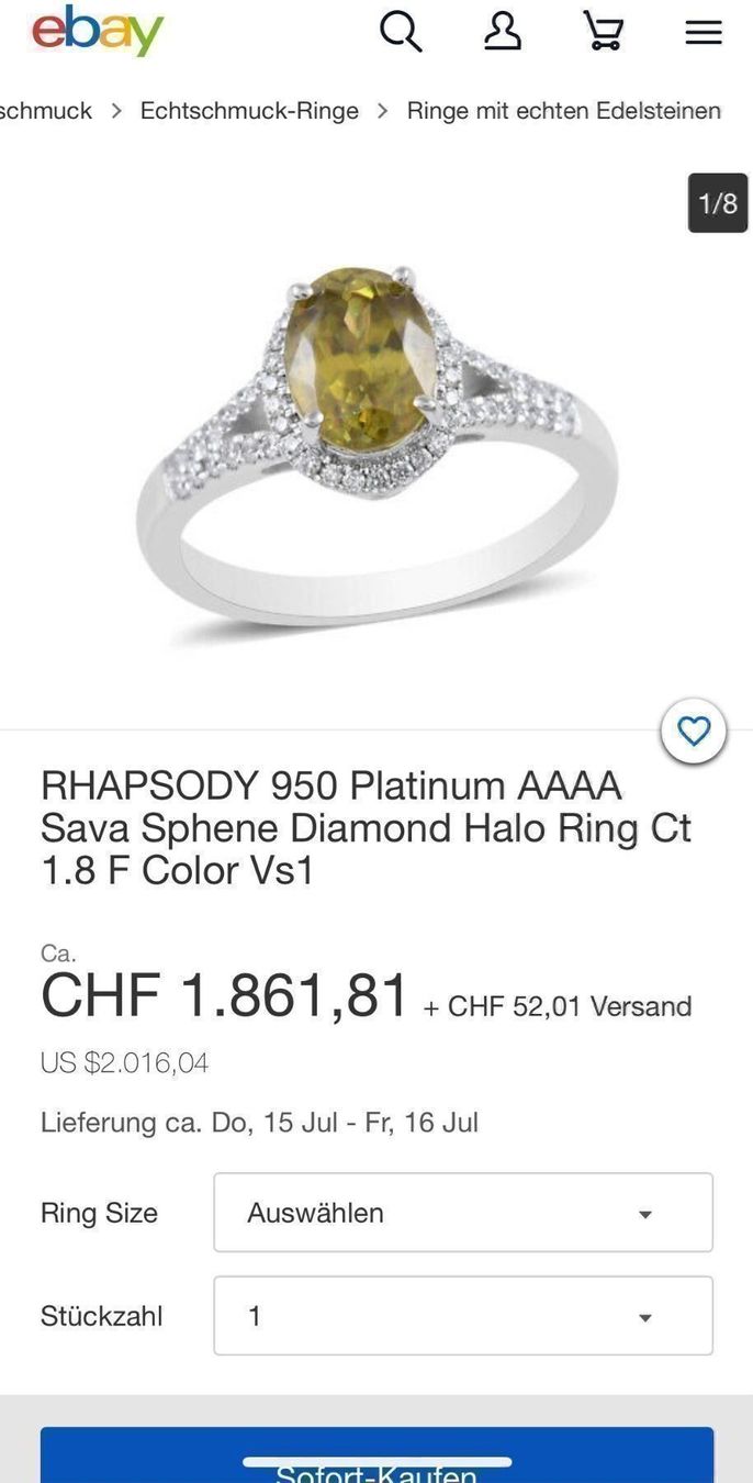 Ringe: Titanit Sphene Ring/18k Gold/Diamanten – Neu und originalverpackt aus Sarnen von Yingsperlen1 2