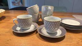 Kaffeetassen Set aus Porzellan mit Wabenmuster