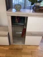 Sideboard weiss Holzoptik mit Glaseinsatz guter Zustand