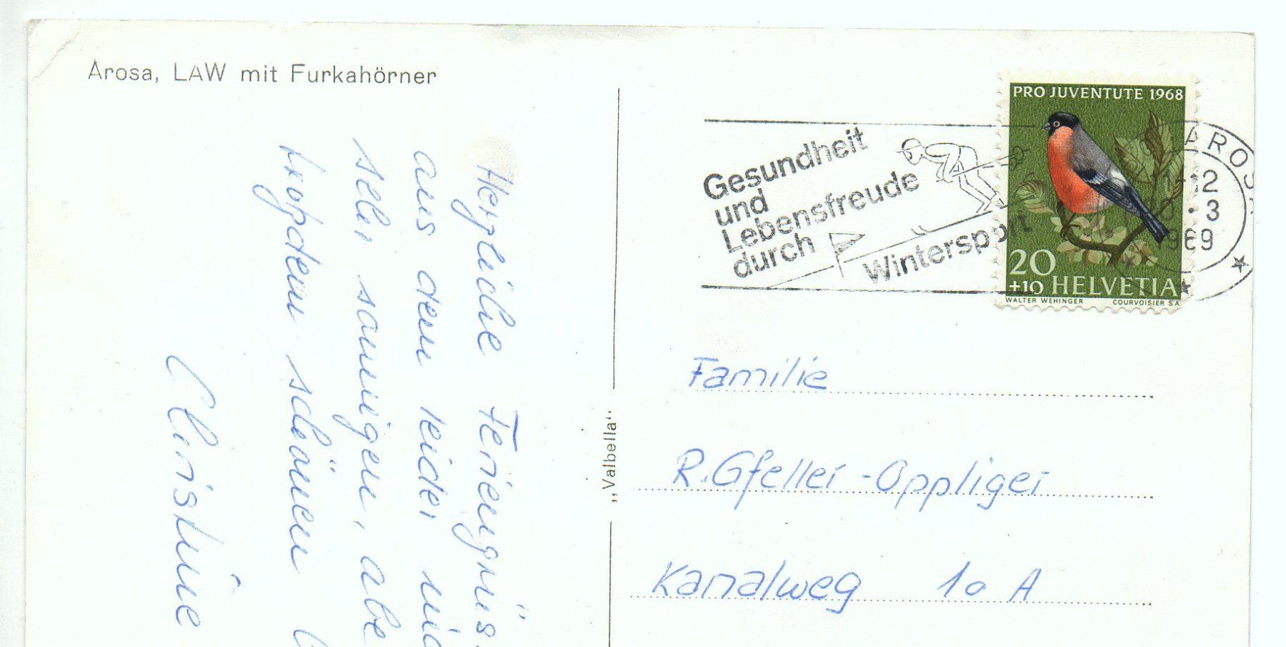 Cartoline postali: AROSA Luftseilbahn LAW mit Furkahörner – Usato da Jona venduto da philajona 1
