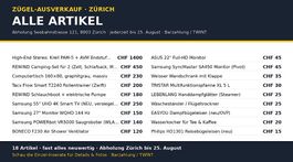  ZÜGEL-AUSVERKAUF ZÜRICH  alles muss weg! (18 Artikel)