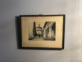 Schöne originale Radierung „Morcote“ – signiert H. Ziegler