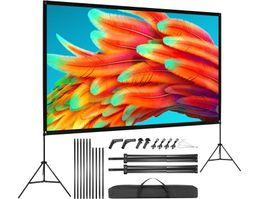 100 Zoll Leinwand für Beamer, 16:9 Projektor Leinwand Stativ