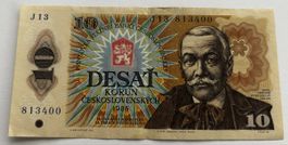 10 Korun Tschechoslowakei 1986 Banknote guter Zustand