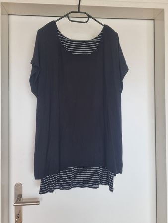 Damen T-Shirt schwarz gestreift lockerer Schnitt 42/44