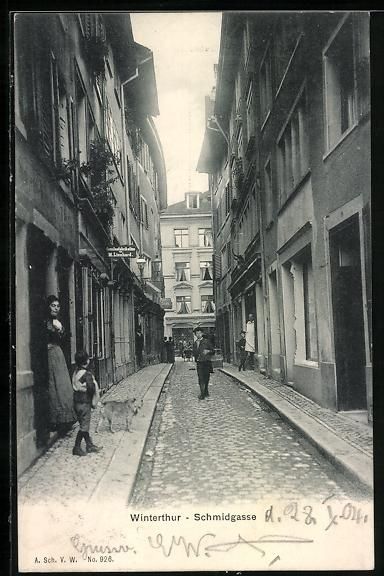 Cartes postales: AK Winterthur, Schmidgasse mit Passanten – D'occasion à Berlin par bartko-reher