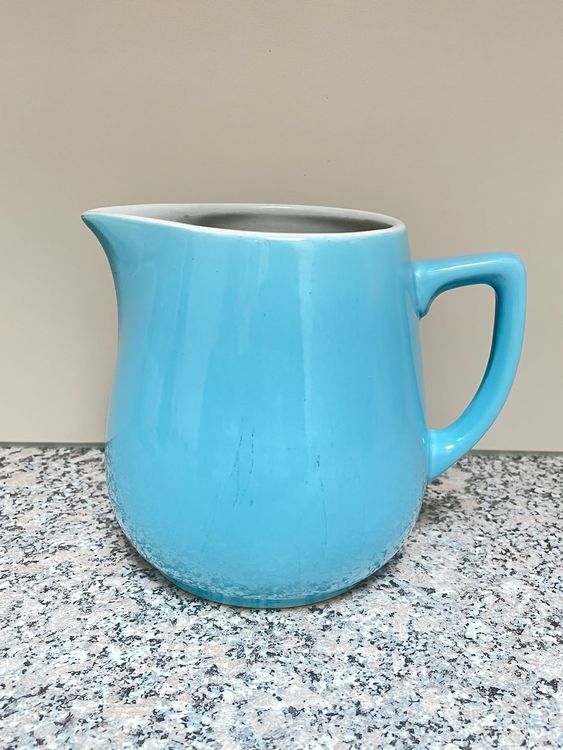 CLASSIC Porzellan Krug 1200ml Weiß Mit Blauem Rand - Vielseitiger Wasserkrug