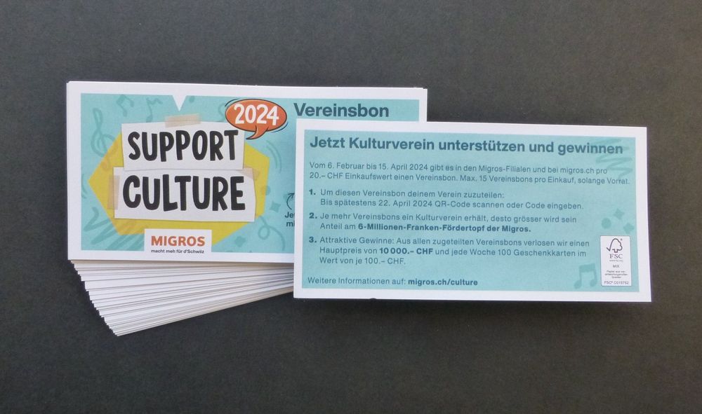 50 Migros Vereinsbons Support Culture 2024 Kaufen Auf Ricardo   50 Migros Vereinsbons Support Culture 2024