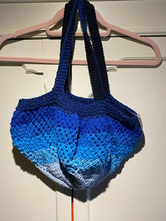 TASCHE -HANDGESTRICKT,BLAUTÖNE
