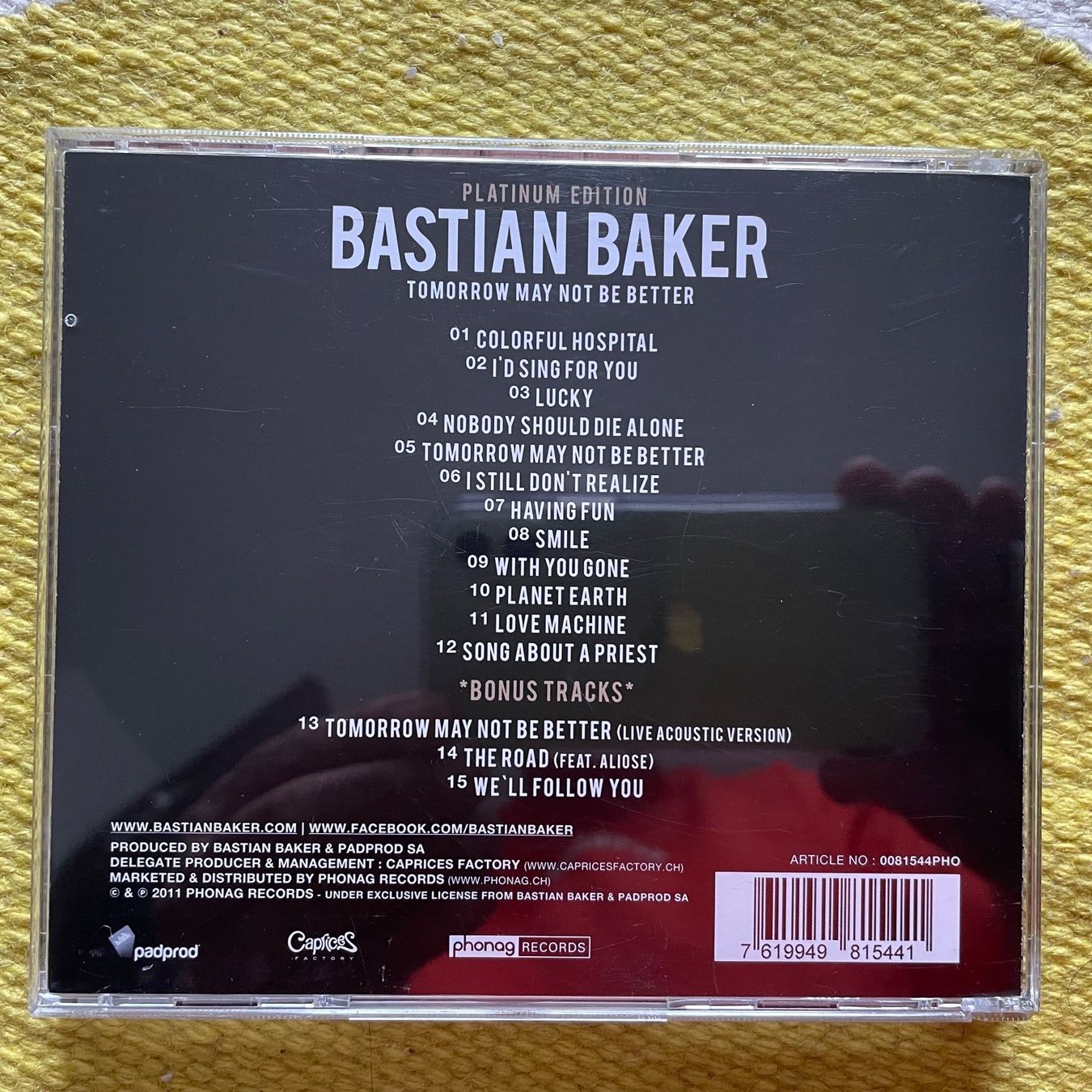 CD: BASTIAN BAKER-TOMORROW MAY NOT BE BETTER PLATINUM EDITION – Usato da Rorschacherberg venduto da CD-Roli 1