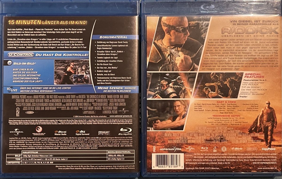 Tutti i DVDs: Riddick 1 / Riddick 2 – Nuovo (secondo la descrizione) da Waldenburg venduto da Gonzo8 1