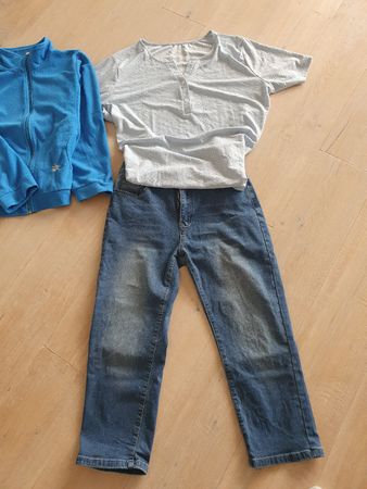 7/8 Jeans Fleecejacke und Blusenshirt L