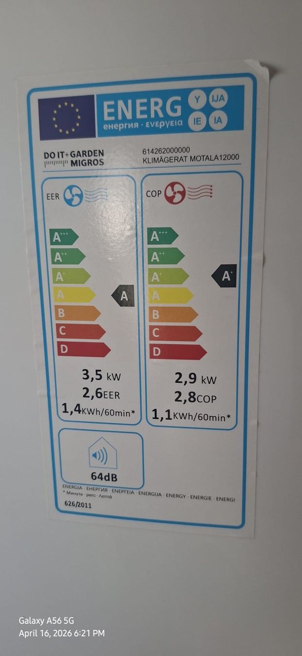 Migros Klimageräte: Motala 12000 Klimagerät – Gebraucht aus Wallisellen von BestBuy_21 5