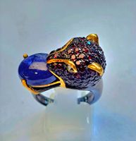 Ring Panther Design mit Saphir und Granat Grösse 57