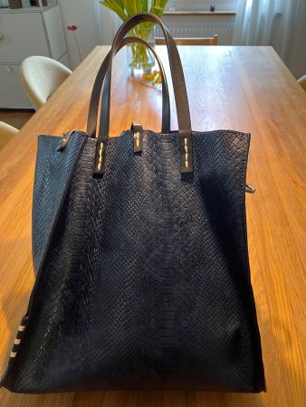 Damenhandtasche von manila grace, dunkelblau, Leder