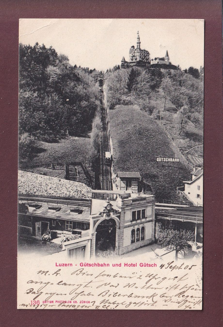 Cartes postales: LUZERN - Gütschbahn - Hotel - 1905 // Eckbug // – D'occasion à Pully par nicecards